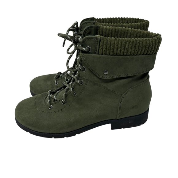Vionic Green Vegan Leather Lace-Up Ankle Combat Boots – Size 11 - Picture 3 of 6
